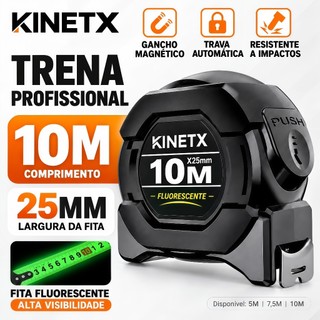 Trena Profissional Fluorescente Auto Trava Aço Carbono Alta Precisão 5m/7.5m/10m Resistente