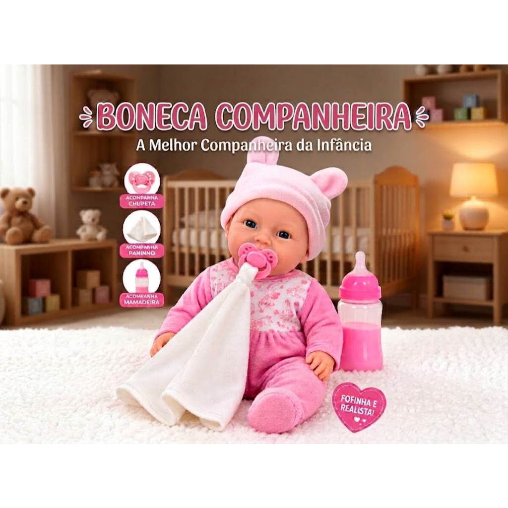 Boneca Titi Hora Da Naninha infantil Com Mamadeira e Chupeta