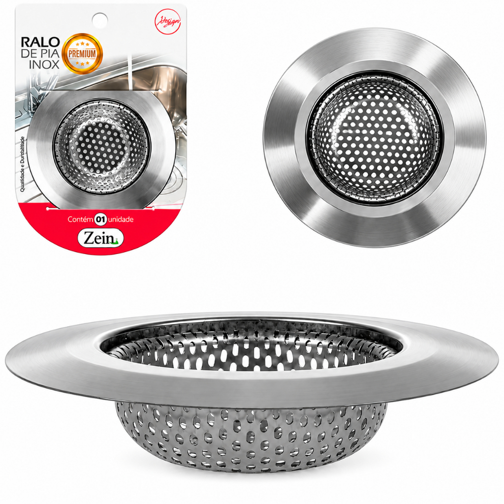 Ralo de Pia Cozinha Aço Inoxidável Premium 9cm e 7cm Prata Não Enferruja