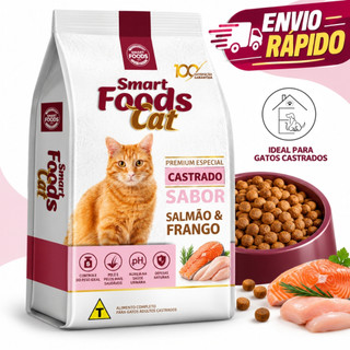 RAÇÃO SMART FOODS CAT ALIMENTO GATOS CASTRADOS 10,1KG SALMÃO & FRANGO