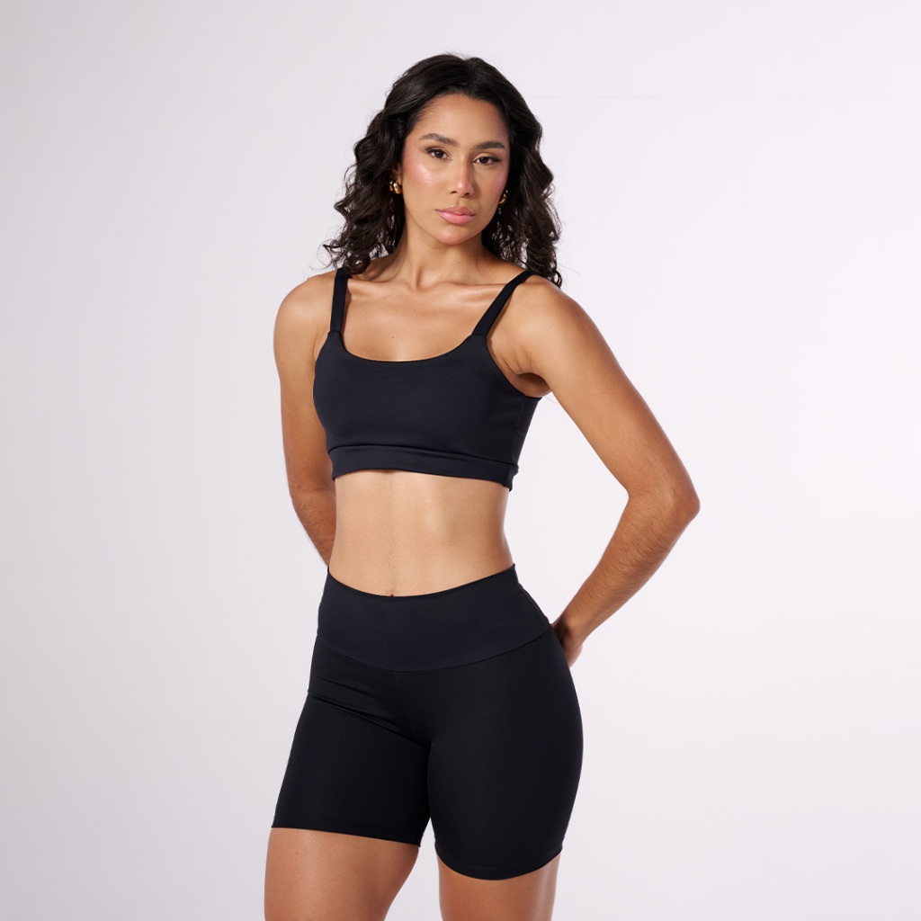 Conjunto Fitness academia short e top suplex poliamida zero transparencia com capacidade a bojo feminina sustentação
