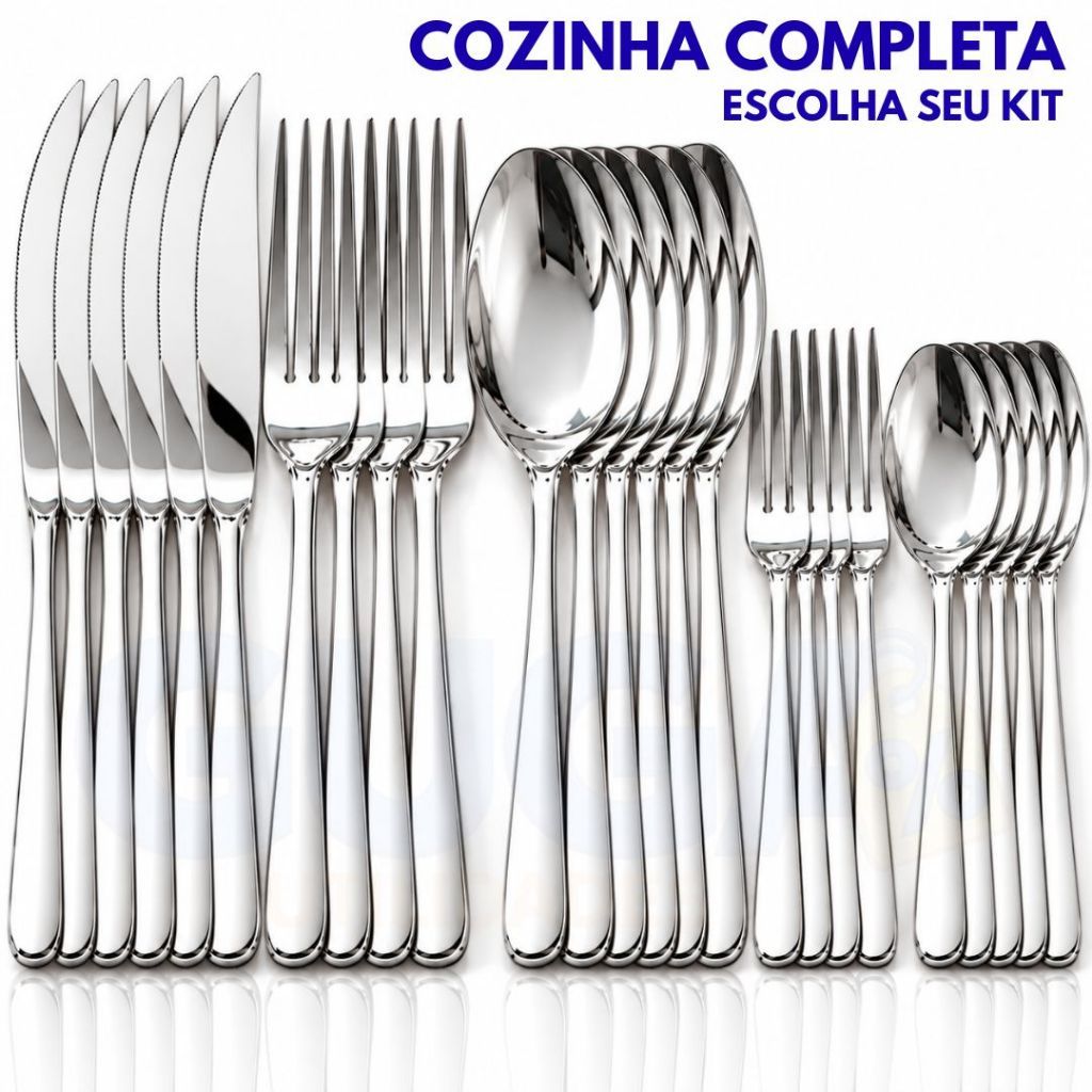 Kit Talheres Inox Garfo Faca Colher Jantar Garfo Colher Sobremesa Chá 30 60 90 120 Peças Conjunto