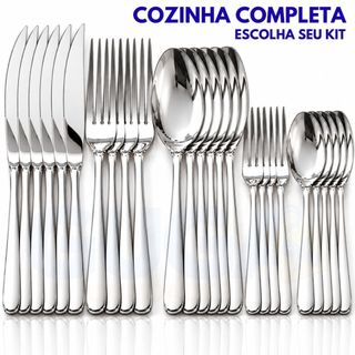 Kit Talheres Inox Garfo Faca Colher Jantar Garfo Colher Sobremesa Chá 30 60 90 120 Peças Conjunto