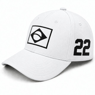 Boné Branco 22 Brasil Estampado Premium Aba Curva Ajustável Patriota Boné Masculino Branco ou Feminino Unissex