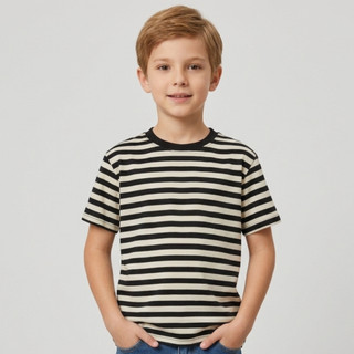 CAMISETA LISTRADA INFANTIL PRETA E BRANCA VERMELHA E BRANCA MANGA CURTA