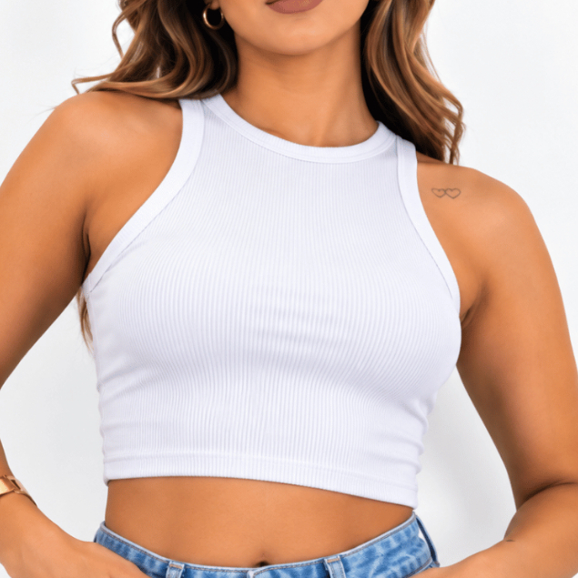 Cropped Regata Feminino Canelado Tamanho Único 36 ao 42 Blusinha Básica Justinha Academia Fitness
