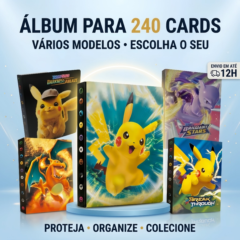 Álbum Infantil Pokémon Arceus Supremo 240 Cartas Capa Reforçada