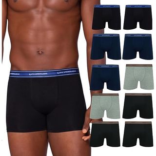 Kit 10 Cuecas Boxer Lupo Original Algodão Respirável Box Masculino Adulto Confortável Cueca Cotton
