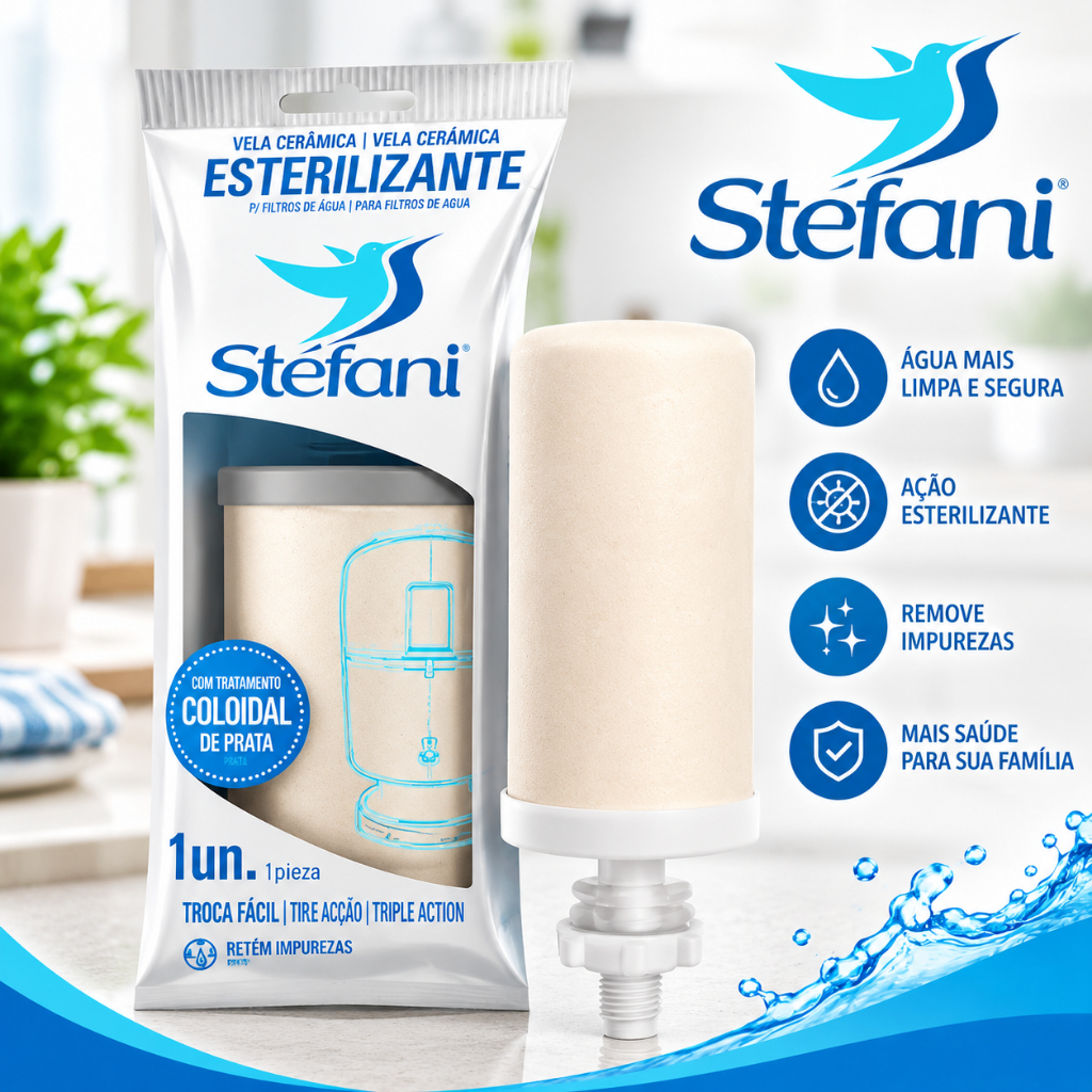 Vela Esterilizante Stéfani Original Para Filtro de Barro Filtro de Água Cerâmica Tripla Ação