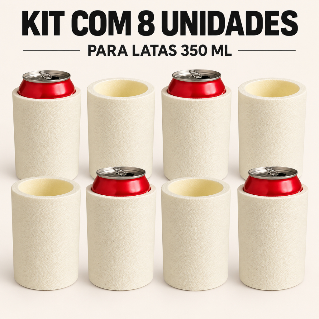 Kit 8 Porta Lata Térmico de Isopor 350ml Camisinha para Cerveja Refrigerante e Suco