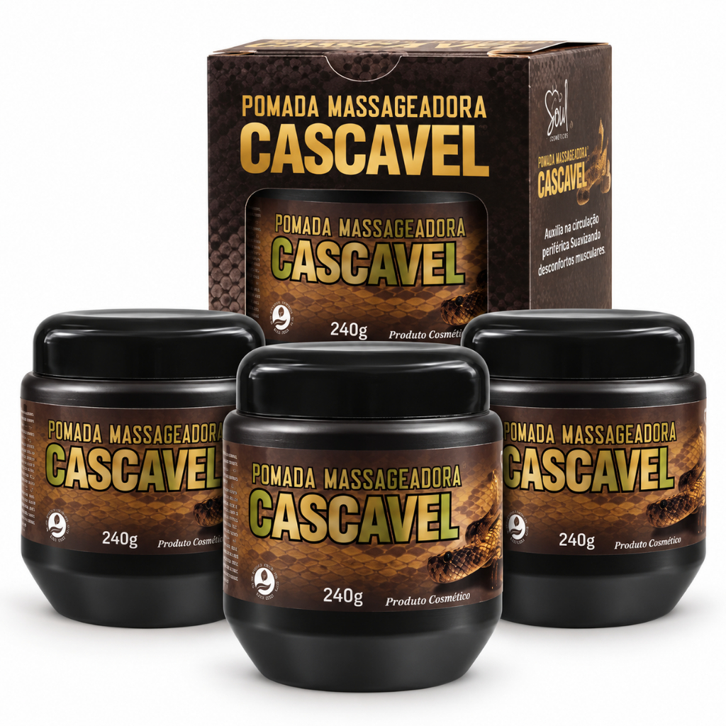Kit 3 Pomadas Massageadora Cascavel Soul Cosméticos 240g Creme Corporal Massagem
