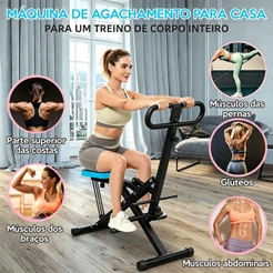 Máquina De Agachamento Dobrável Aparelho De Ginástica Para Glúteos E Pernas Com Visor LCD Treino Em Casa 120kg