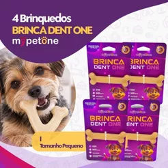 Kit 4 Brinquedo Osso Bamboo Brinca Dent One Sabor Bacon - I - Pequeno