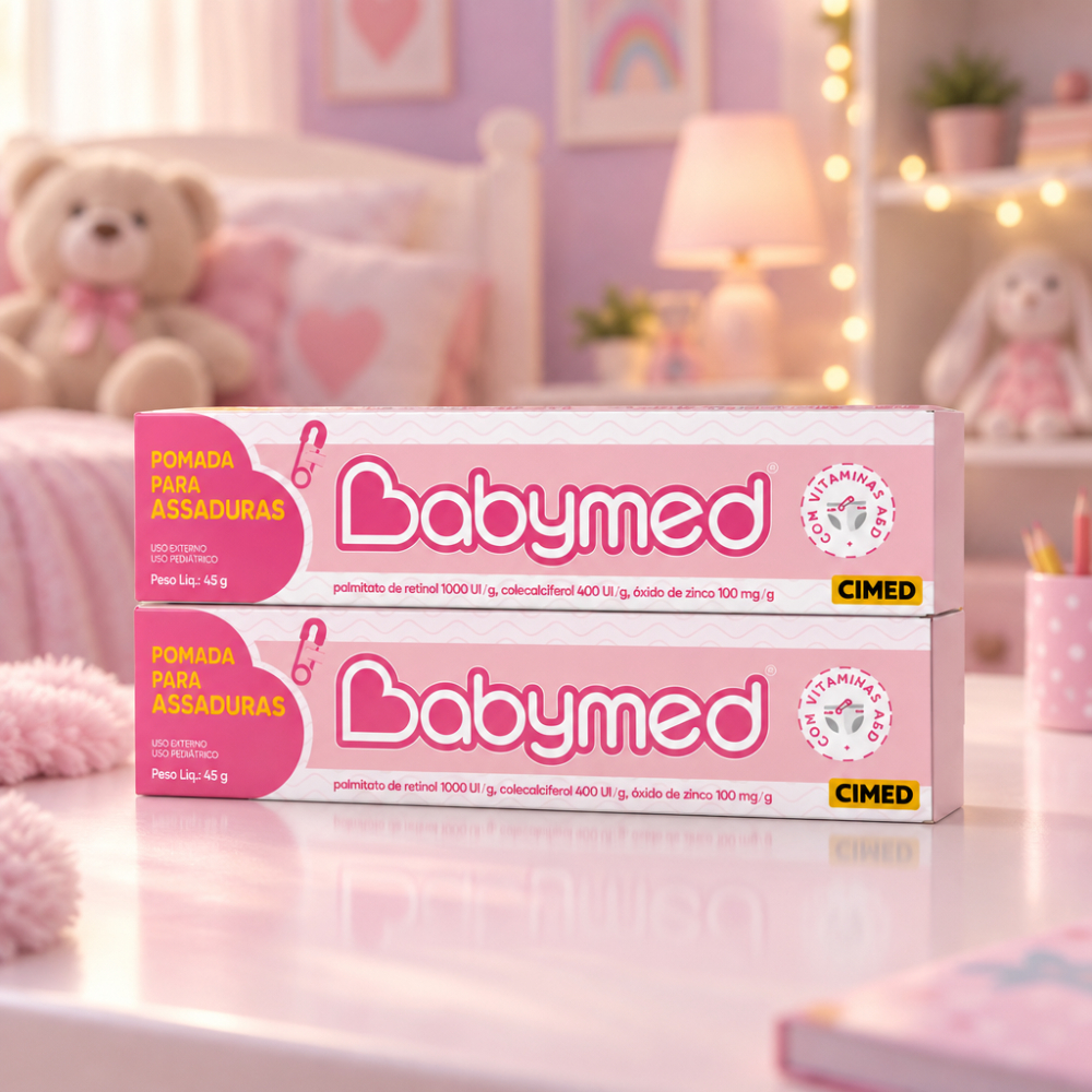 Kit C/2 Creme pomada para assadura bebê criança Babymed Rosa Cimed 45g