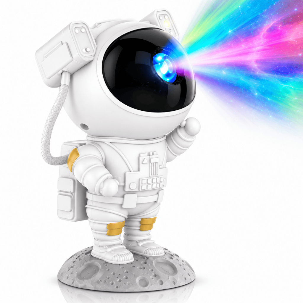 Luminária Astronauta Projetor De Luz Galáxia Nebulosa Estrelas Noturna Controle Remoto Rotação 360 Cabeça Magnética