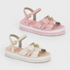 Sandália Infantil Molekinha Menina Flatform Metalizada Coração Original