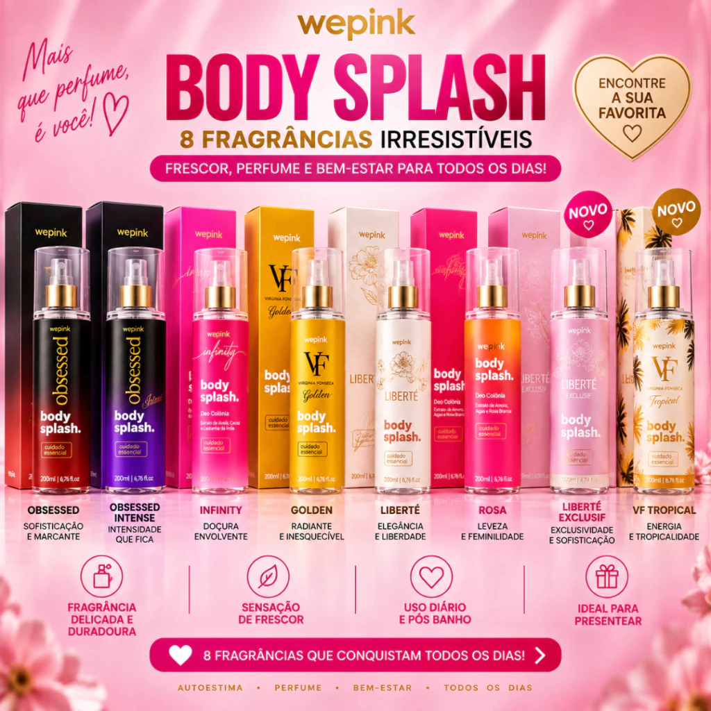 Body Splash Virgínia WEP1NK 200ml Feminino Autêntico Obsessed Infinity Liberté VF Golden | Unitário, Sortido ou Kit cm 4 — imagem 1