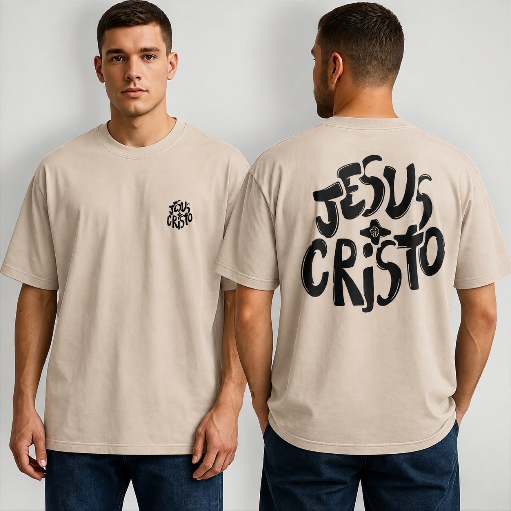 Camiseta Jesus Cristo Masculina e Feminina Streetwear Oversized Cristã Gospel 100% Algodão Penteado Premium Estampada