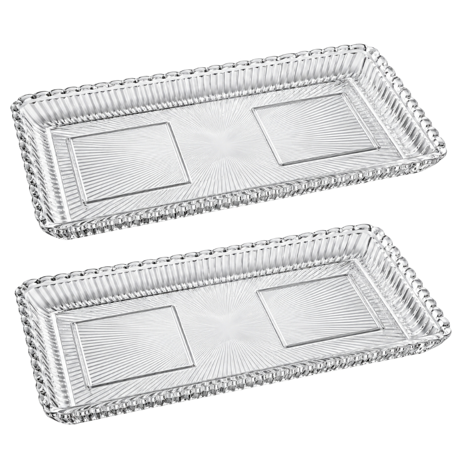Travessa de Cristal Raios LYOR 25x13cm bandeja de vidro, petisqueira, decoração, Frios e Doces | Servir com Elegância