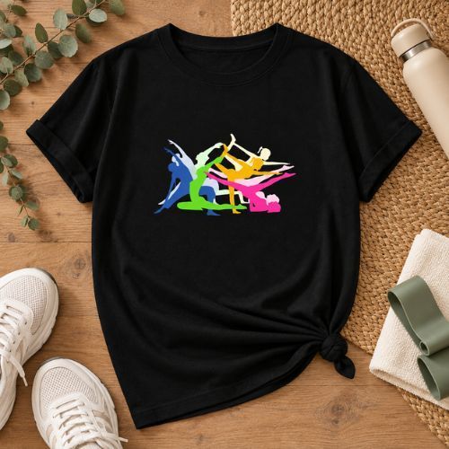 Camiseta T-Shirt Estampada Poses Yoga e Pilates 100%  Algodão Malha Premium Unissex