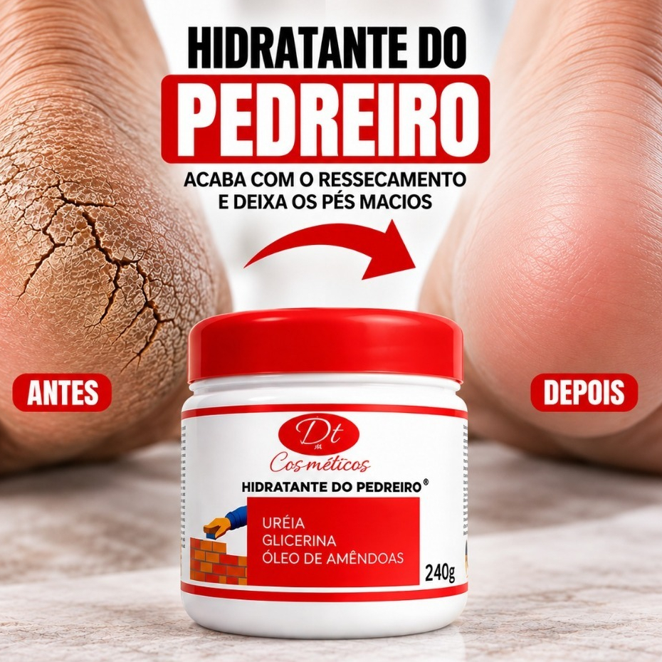 Creme do Pedreiro Hidratante Para Pés Rachados Mãos e Cotovelos Ressecados Com Ureia Vários Tamanhos