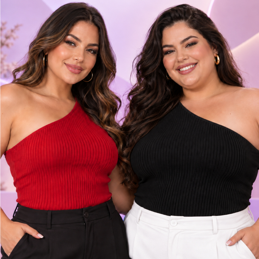 Kit 2 Blusas Feminina Mula Manca Ombro Só Nula Manga Moda Plus Size Básica Canelada Elegante Top Envio Imediato