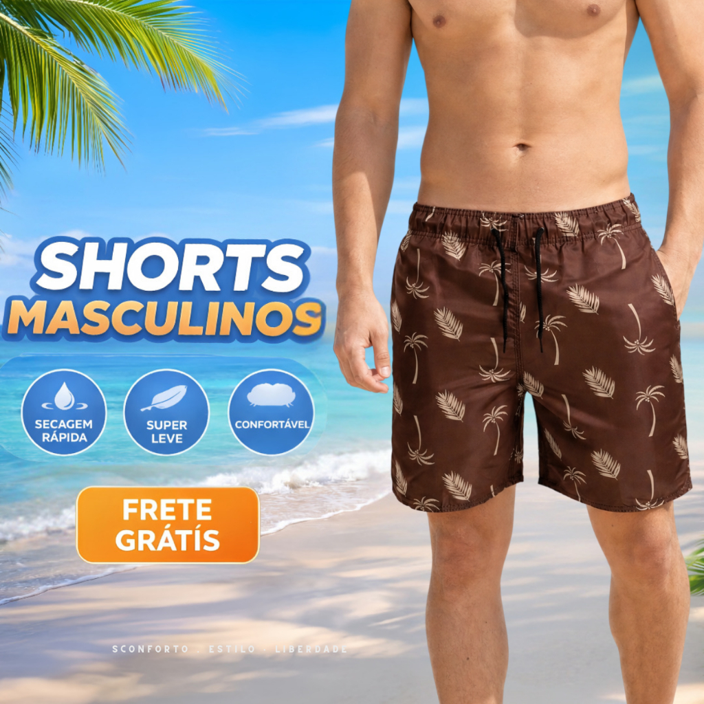 Short Masculino Mauricinho Floral Secagem Rápida Praia Verão Tecido Premium