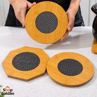 Descanso de Panela Estilo Bambu Porta Panela Quente Proteção para Mesa Apoio Suporte de P…