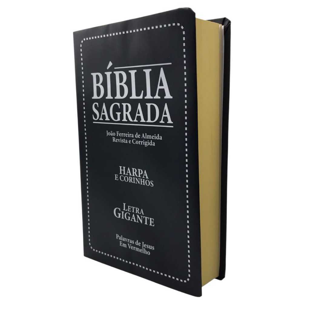 Bíblia Sagrada Tamanho Grande com Harpa Palavras de Jesus em Vermelho Capa dura Papel Preto