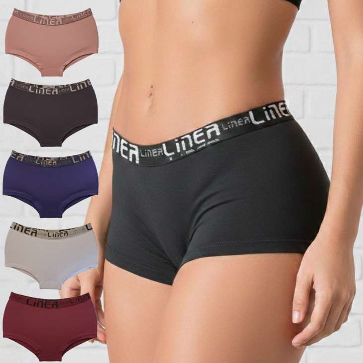 Kit Calcinhas Cueca Boxer Feminina Refoçada Algodão Conforto e Qualidade Tecido Macio Respirável