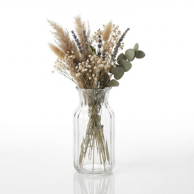 Vaso Lyor Minimal de Vidro 13,5cm x 5cm Decorativo para Flores Arranjos Folhagens Sala Mesa Aparador Quarto Moderno Casa