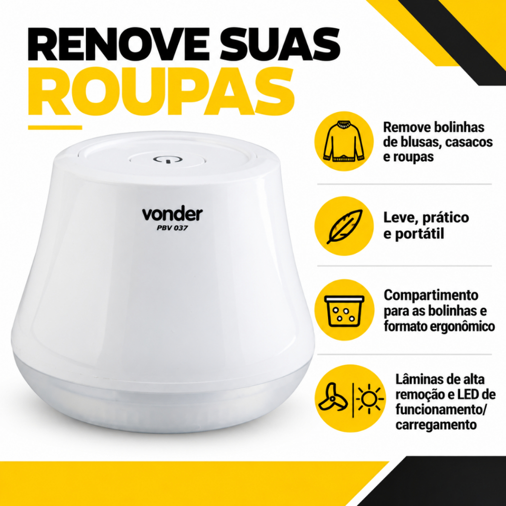 Papa Bolinhas a Bateria Leve e Portátil Com Lâminas de Alto Poder de Remoção PBV037 Vonder OFERTA — imagem 2 de 2