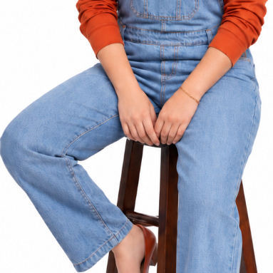 Jardineira Calça Wide Leg Macaquinho Cintura Alta Destroyed Promoção - WellPlus Jeans