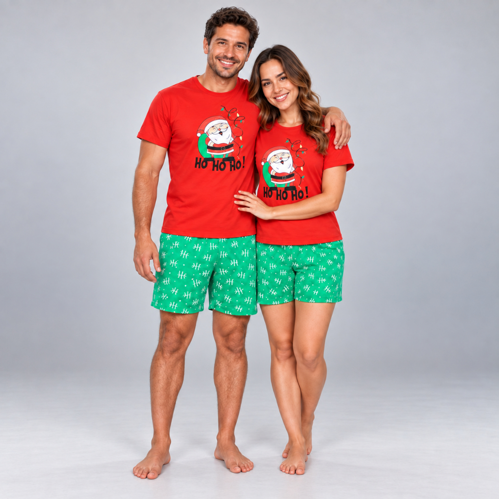 Pijama Familia Natalina Avulso Camiseta e Short Premium Natal