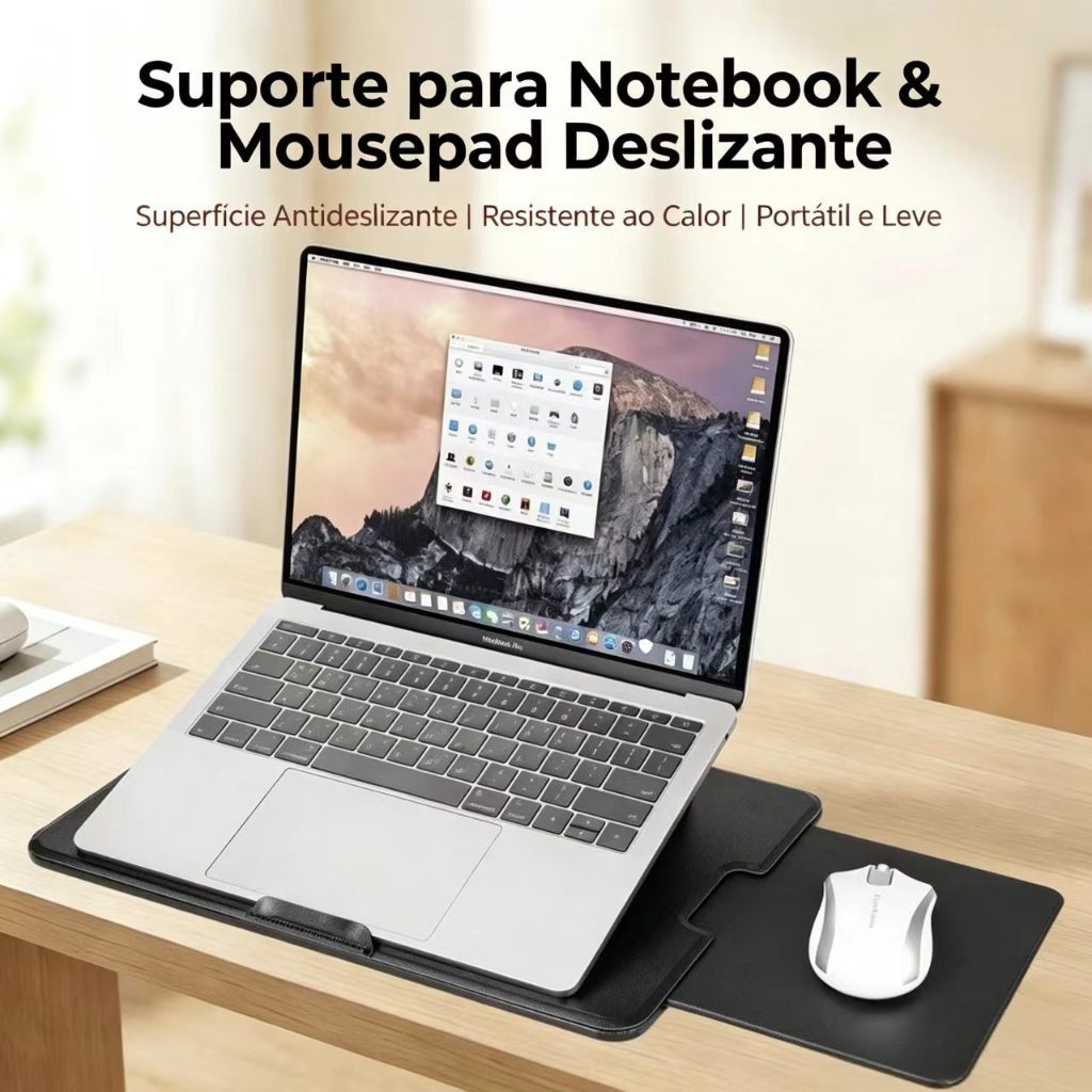 com Suporte para Escritório e Estudo Bolsa Multiuso para Laptop  Capa de Couro PU 13 a 16 Polegadas