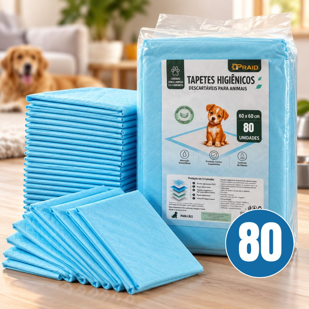 Tapete Higiênico Para Cachorro Descartáveis 80un Pet 60x60 cm