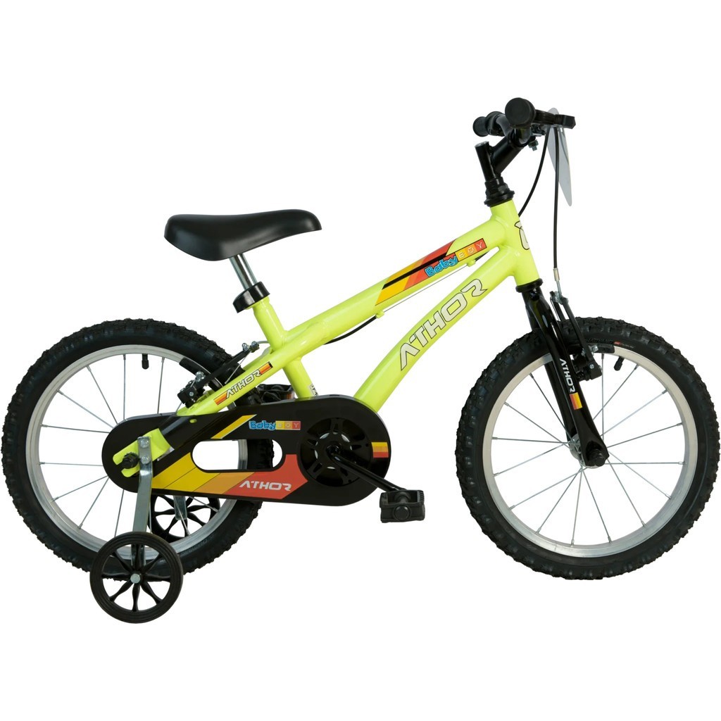 Bicicleta Infantil Athor Baby Boy Aro 16 - Com Rodinhas, Cobre-Corrente e Placa Frontal