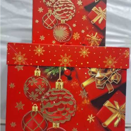 Caixa de Presente de Natal Decorada com Fita e Laço para Presente e Lembrancinha — imagem 2 de 2