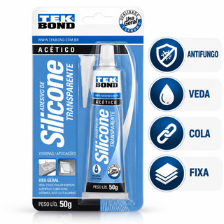 Silicone Acético Adesivo Tekbond Transparente Branco Veda Impermeabiliza Uso Geral Box Pia Banheiro 50g