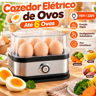 Cozedor Elétrico de Ovos 6 Ovos com Vapor e Desligamento Automático 110V/220V