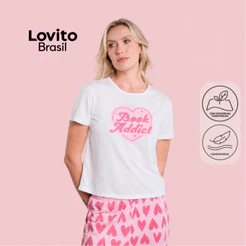 Lovito Conjunto de Pijama Calça Estampado Book Addict PJB20882118