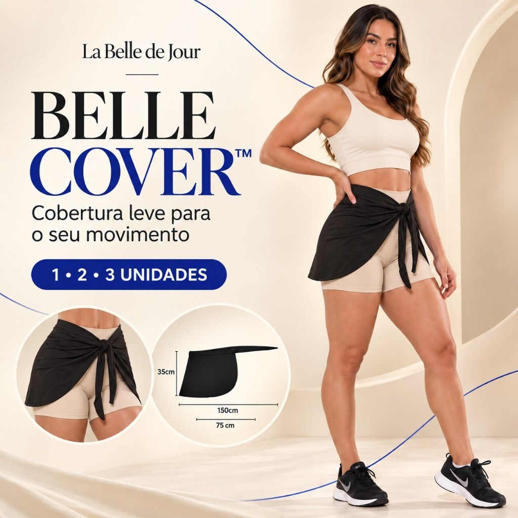 Saia Tapa Bumbum Feminina Academia Fitness Elanca Light Ajustável Legging Ginástica Crossfit Caminhada Treino 1 2 3 Unid