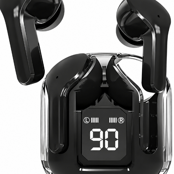 Fone de Ouvido Bluetooth 5.3 Lehmox LEF-AP6 TWS Sem Fio com Visor Digital, Estojo de Recarga e Microfone para Celular