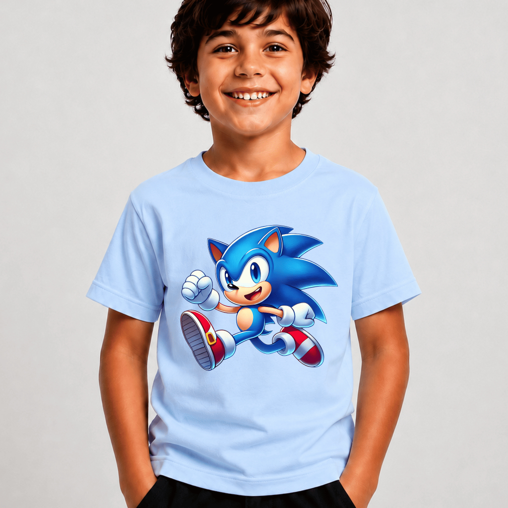 Camiseta Infantil Menino Estampada Desenho Sonic Algodão 100% Premium Blusa Criança Casual