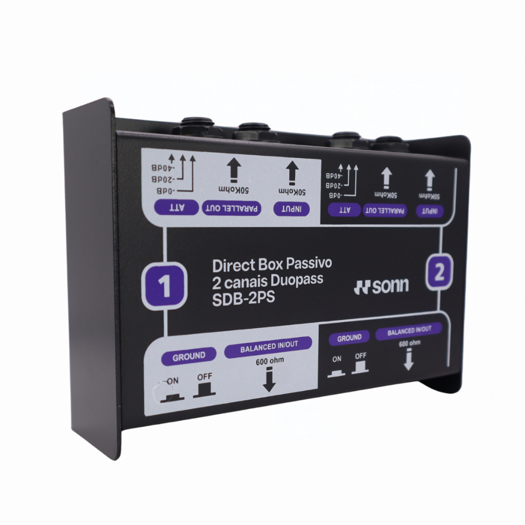 Direct Box Passivo conversor de sinal SONN Duopass 2 Canais Balanceador de Sinal XLR Guitarra Baixo Teclado
