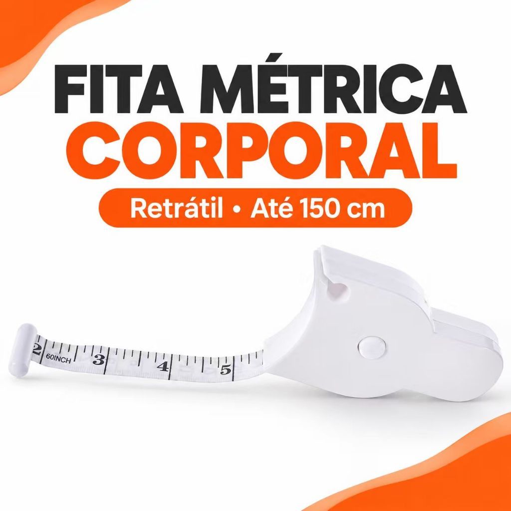 Fita Métrica Corporal Retrátil 150 cm para Cintura, Braços, Pernas e Tórax