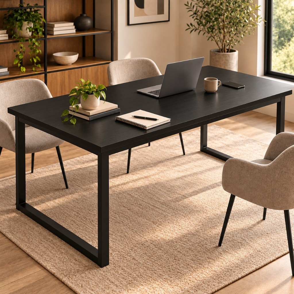 TOP VENDAS Mesa Industrial 8 Lugares 150cm Madeira e Metalon Sala de Jantar