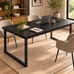 TOP VENDAS Mesa Industrial 8 Lugares 150cm Madeira e Metalon Sala de Jantar