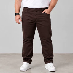 Calça Tradicional Marrom Masculina Plus Size
