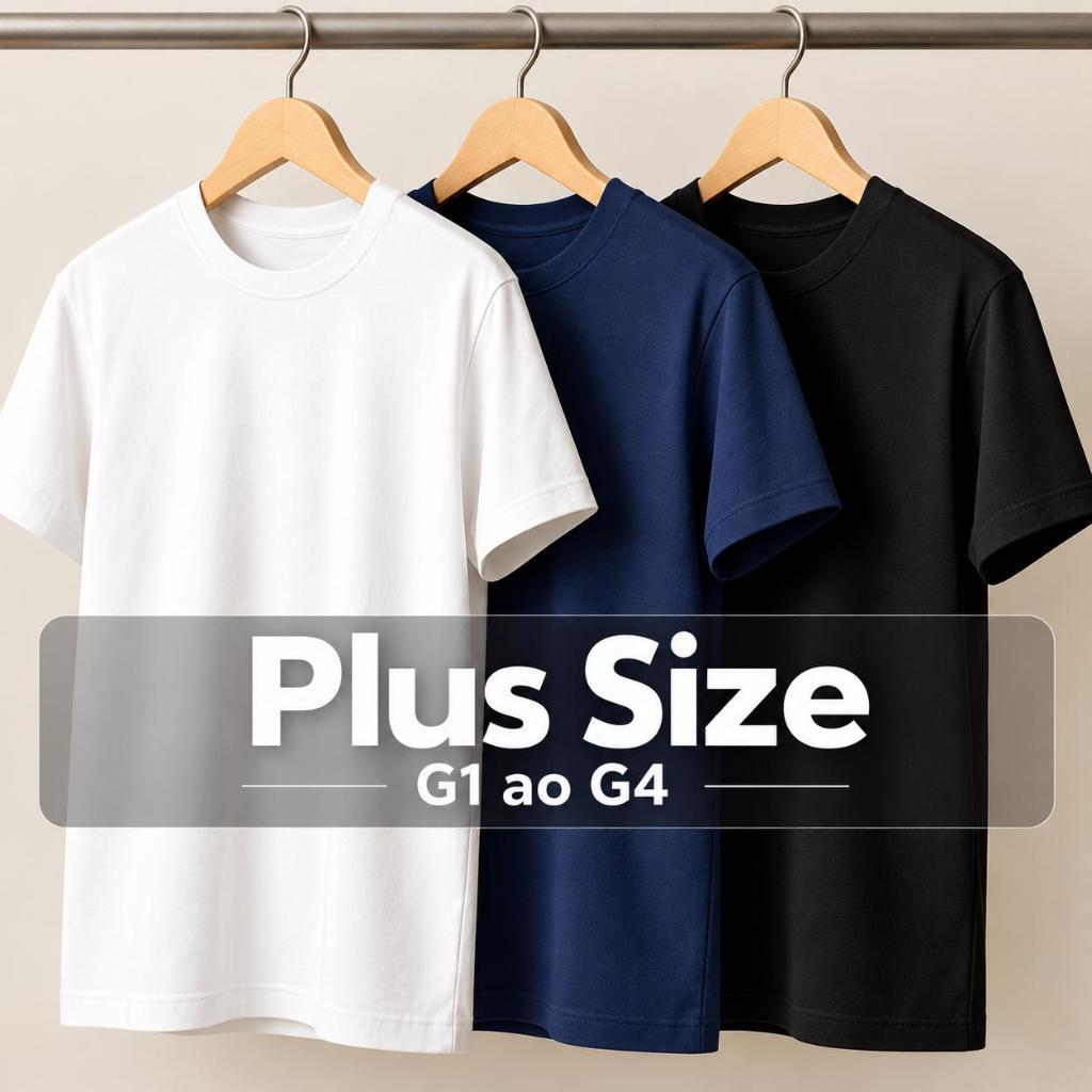 Camiseta Basica Masculina Lisa Streetwear Camisa Plus Size Slim 100% Algodão